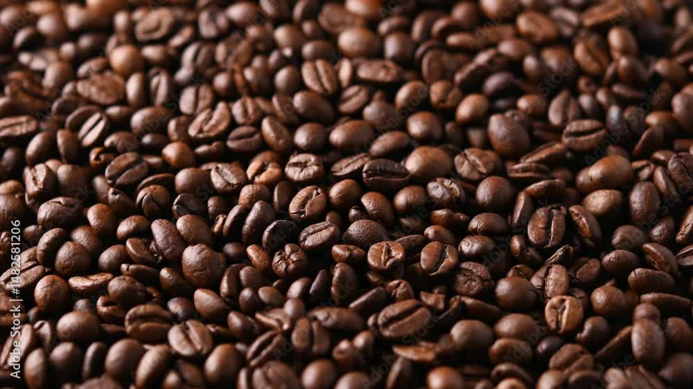 Rotating roasted Coffee Beans background Rotating roasted Coffee Beans background