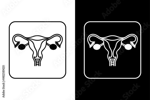 Uterus Silhouette Vector Icon Black and White Medical Anatomy Design.