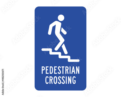 Pedestrian Crossing Sign – Safe Walking Zone with Stair Access – High Quality Vectorial Stock Graphic