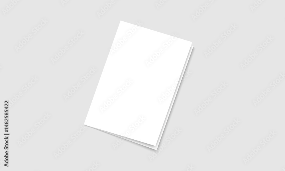 Blank white paper vector. Bi fold paper mockup template with shadow. Brochure, magazine, cover design Blank white paper vector. Bi fold paper mockup template with shadow. Brochure, magazine, cover design