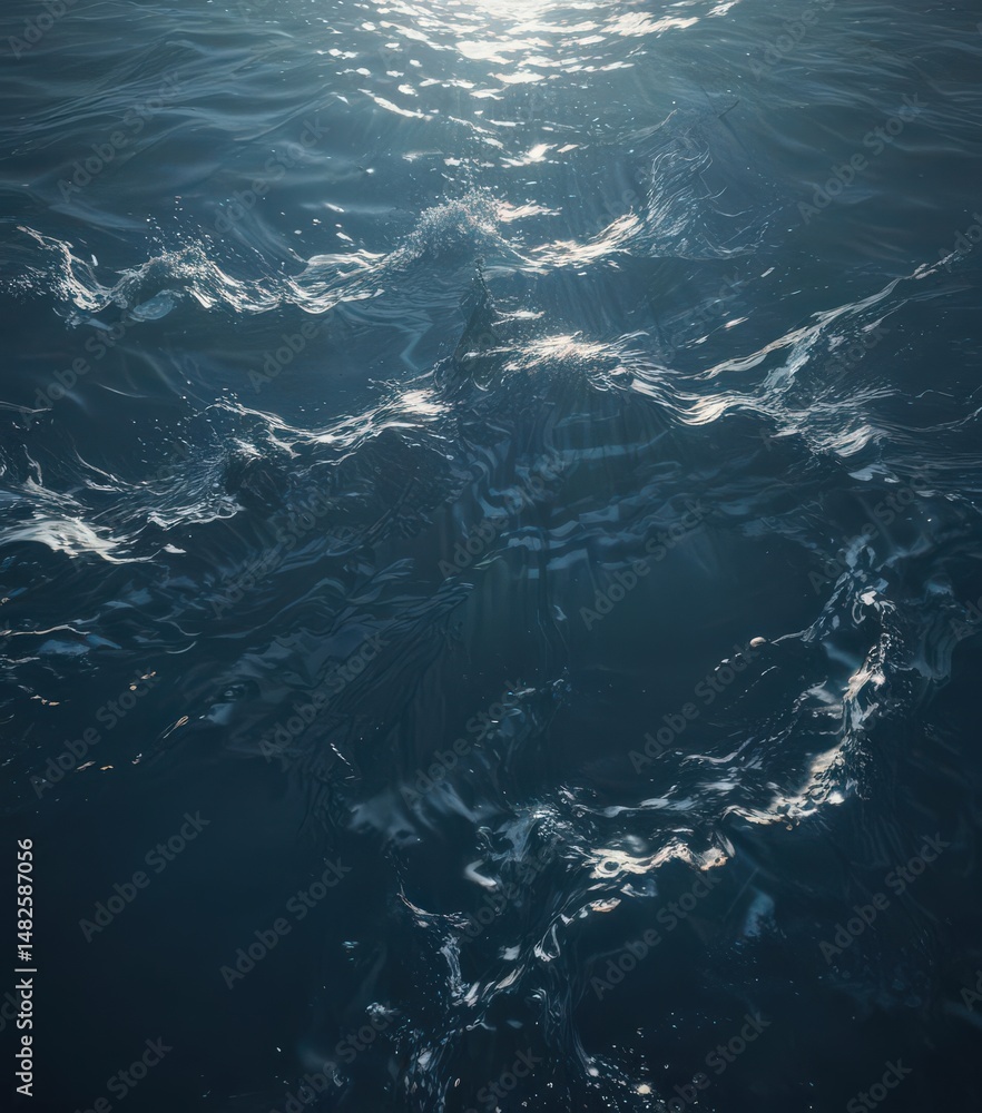 Fototapeta premium Deep ocean, filtered sunlight creates abstract patterns , environment, landscape