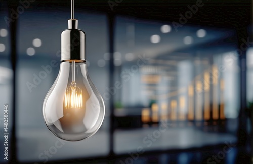 Light Bulb Illuminating Ideas in a Modern Office During a Business Presentation