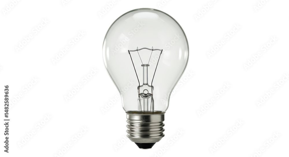 Isolated Clear Glass Light Bulb with Filament Visible Isolated Clear Glass Light Bulb with Filament Visible