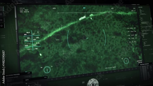 Drone is examining the warfare zone using night vision. Warfare drone is searching for the target using night vision. Warfare drone destroys the terrorist vehicles using night vision rocket system