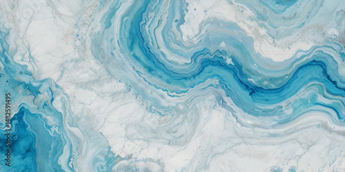 Blue ocean wave background. Blue and white water ocean background. Wavy line background. Hand drawn watercolour ocean background. Vector illustration.

