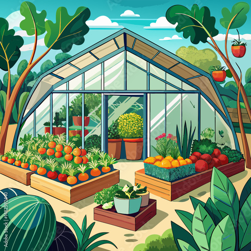 tomato plants in greenhouse
