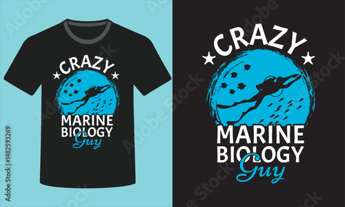 Crazy Marine Biologist Guy with Mockup Template For Print, Poster, Card, Mug, Bag, Invitation And Party.