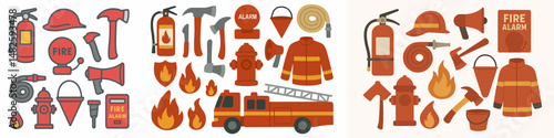 fire extinguisher collection vector flat design style