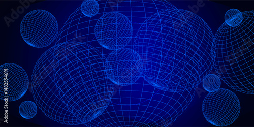 Image of digitally generated light and wave patterns with a globe