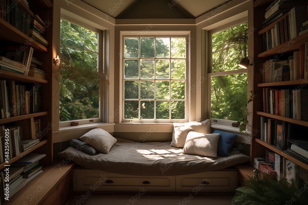Cozy Window Reading Nook. Cozy Window Reading Nook.