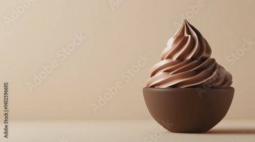 3D mocha mousse ice cream with copy space.