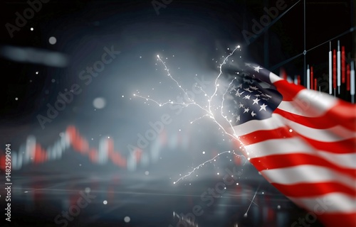 Financial Markets Surge With Energy as American Flag Symbolizes Hope and Resi...