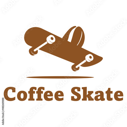 coffee skate cafe flat minimalist logo design