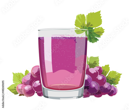 glass of grape juice - vector illustration