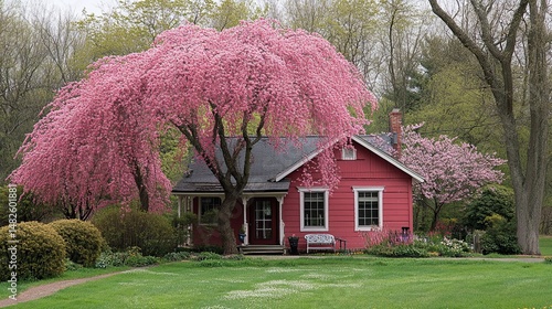 Wallpaper Mural house in the woods Cherry Blossom Cottage Torontodigital.ca