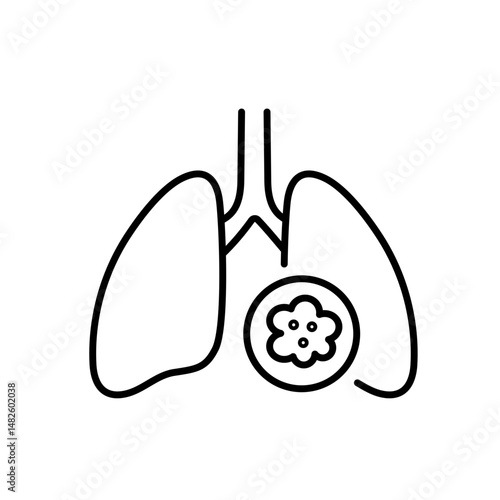 Lung disease detection icon for respiratory health presentations and diagnostics platforms