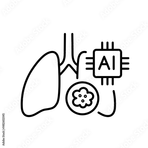 AI based lung disease detection line icon vector, with editable stroke, ideal for pulmonary diagnostics, chest scan apps, and smart health platforms