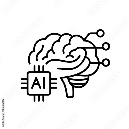 AI diagnostics for neurological disorders line icon vector, editable stroke, ideal for neurology apps, cognitive health AI, and smart brain scanning
