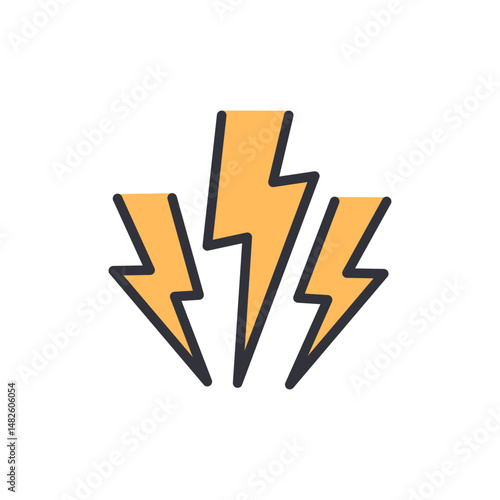 Dynamic Arrangement Of Symbolic Electricity Bolts Energetic Visual Concept