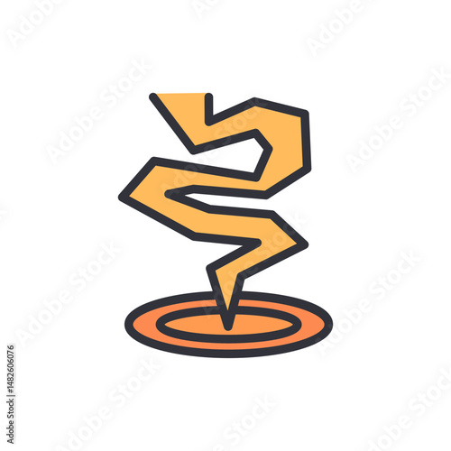 Stylized Comic Lightning Bolt Effect With Energy Circle Below It
