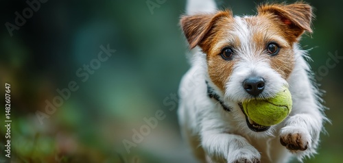 Dog Playing Fetch in a Green Park During Golden Hour