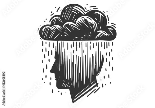 Anxiety hand drawn sketch vector illustration