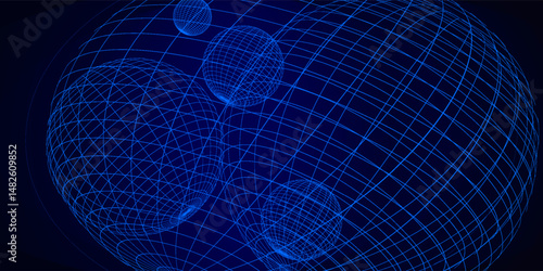 Image of digitally generated light and wave patterns with a globe