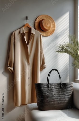 Fashionable Outfit Display in a Trendy Interior Setting With Natural Light