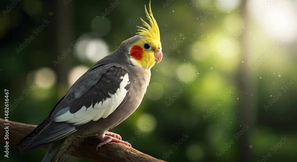 Obraz premium Stunning Cockatiel Portrait A Captivating Bird in Nature's Embrace