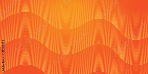 Vector abstract background with dynamic orange waves, lines and particles. vector