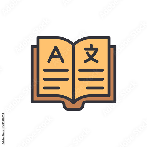 Open Book Showing English And Chinese Characters With Transparent Design