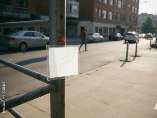 Wallpaper Mural Sign on Urban Metal Post Mockup: A Minimalist Street Scene Torontodigital.ca