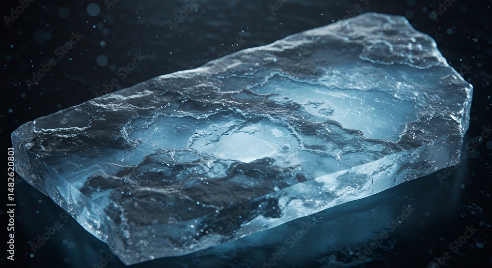 Obraz premium Ice slab with blue glow