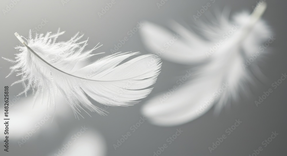 Fototapeta premium Floating White Feathers Graceful and Serene