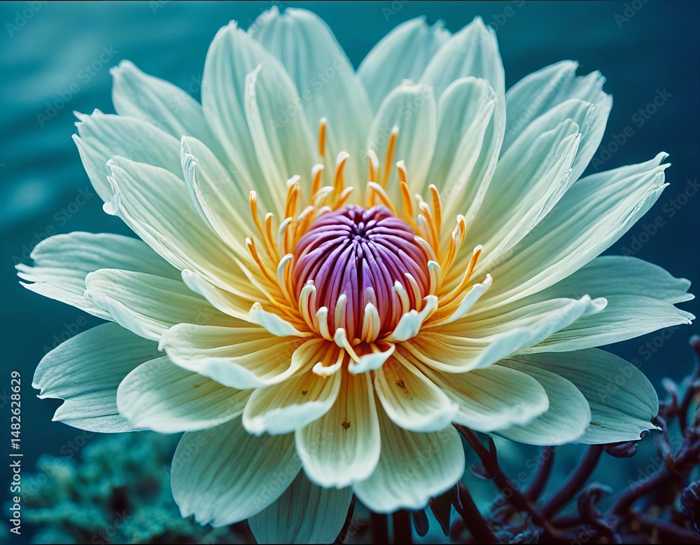 Obraz premium Abstract bloom in tranquil oceanic hues.