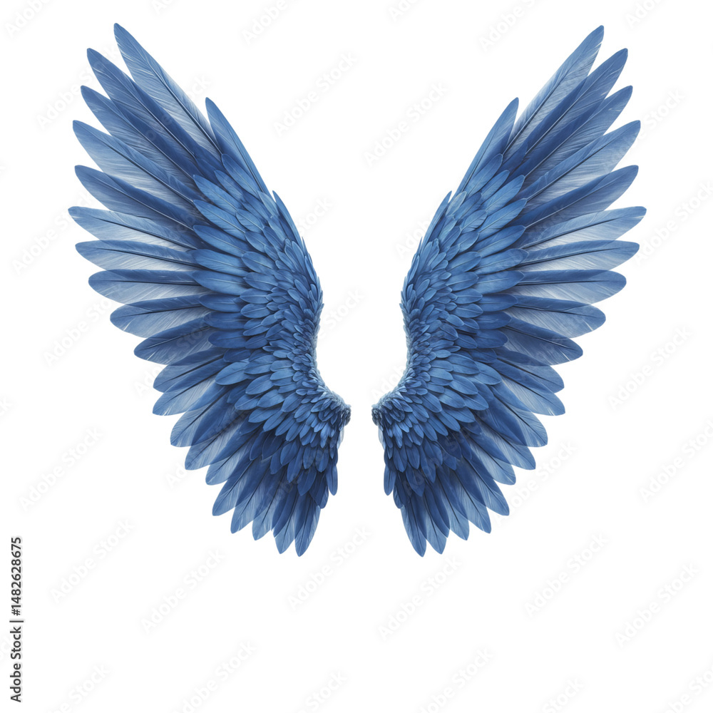 Obraz premium Pair of Elegant Blue Angel Wings Against Transparent Background