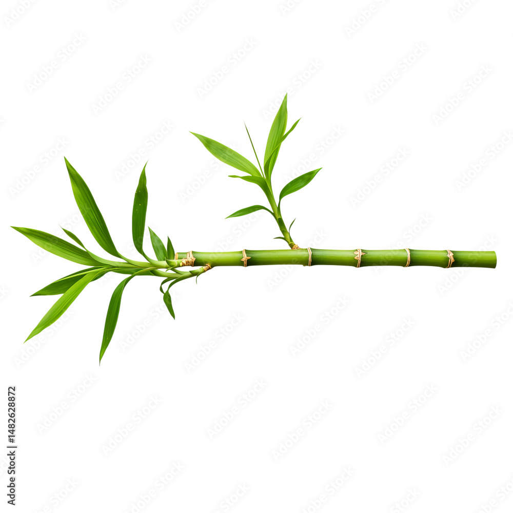Fototapeta premium Vibrant Bamboo Branch Against a Transparent Background