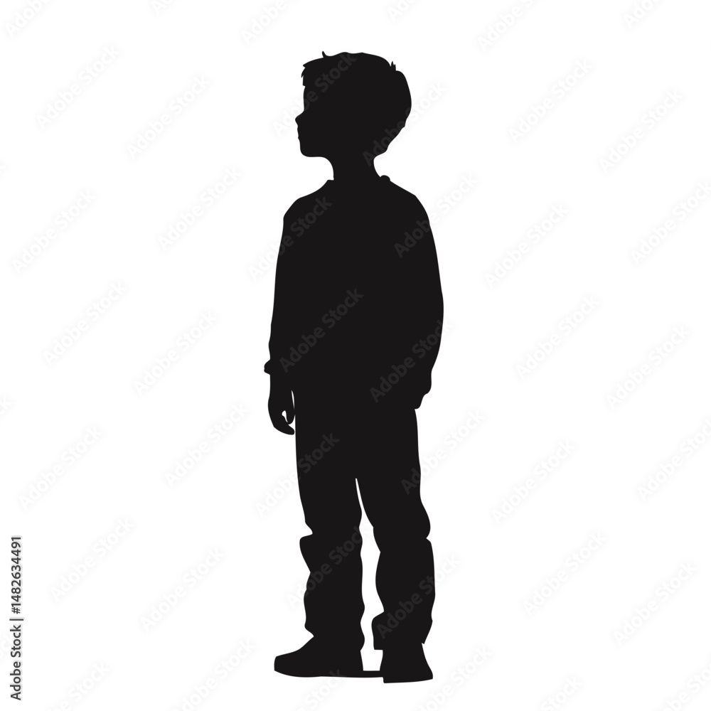 Silhouette of Young Boy Standing and Looking Up Silhouette of Young Boy Standing and Looking Up