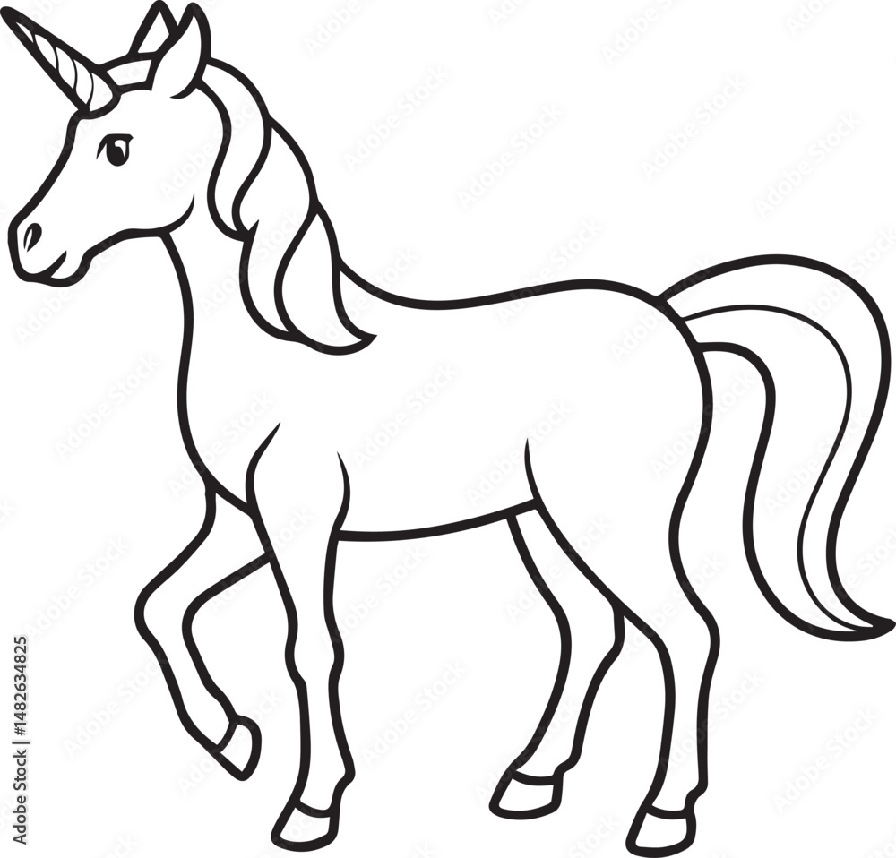 Unicorn outline vector illustration line art Unicorn outline vector illustration line art