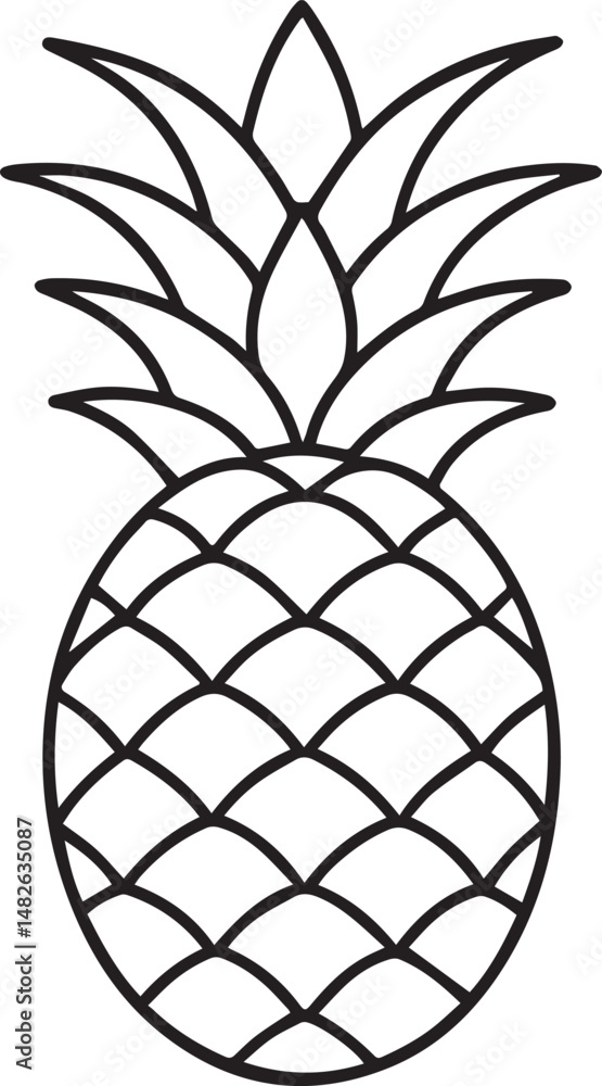 Obraz premium Pineapple outline vector illustration line art