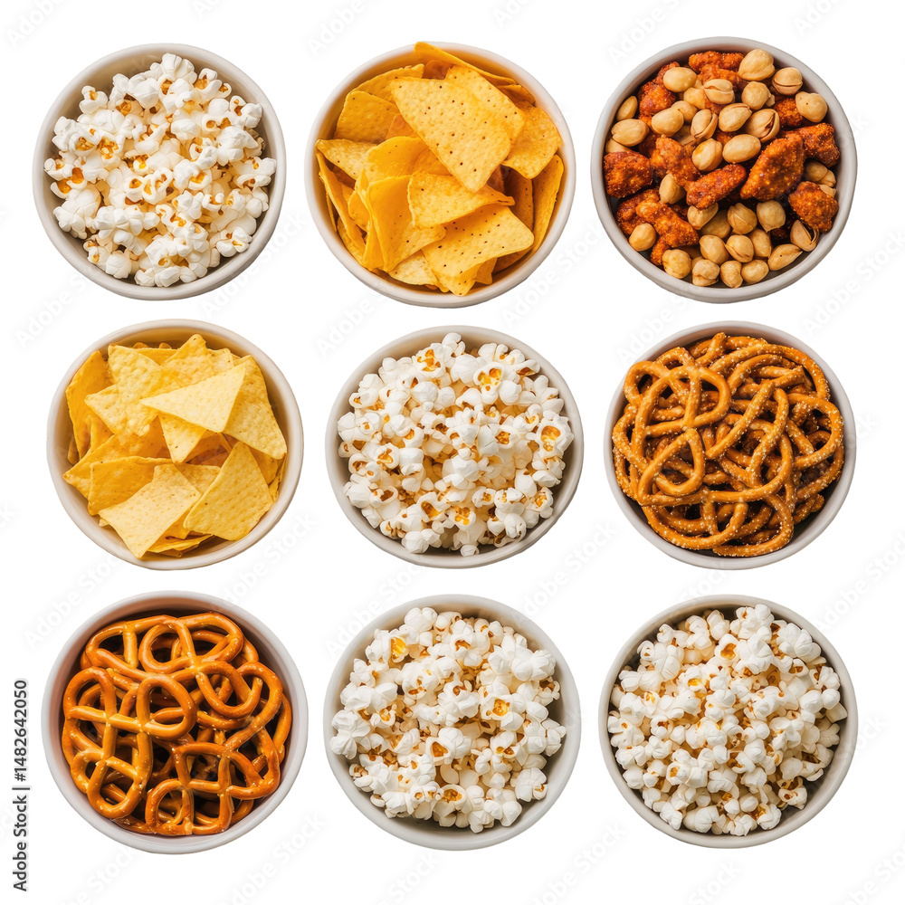 Variety of snacks in small bowls (1) Variety of snacks in small bowls (1)