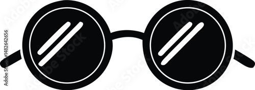 art shows iconic round black sunglasses with a transparent background