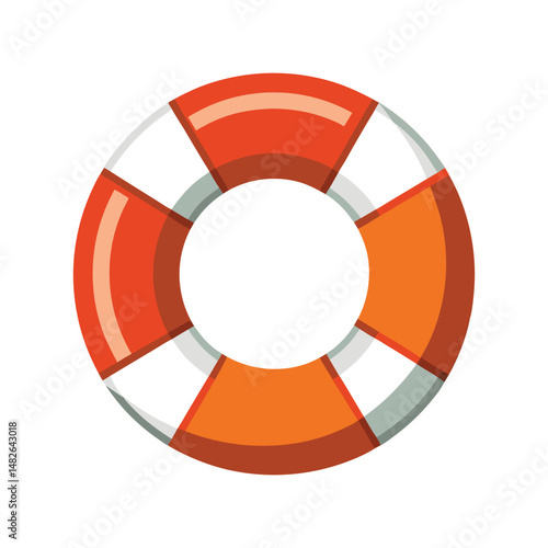 Lifebuoy vector illustration. Safety flotation ring, rescue equipment, marine emergency tool, buoyant life saver design.

