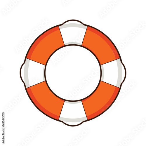Lifebuoy vector illustration. Safety flotation ring, rescue equipment, marine emergency tool, buoyant life saver design.

