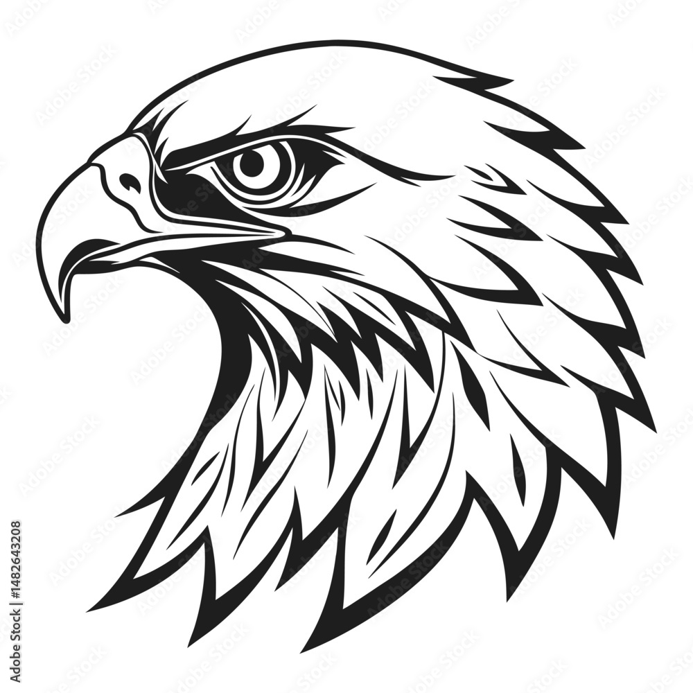 Fototapeta premium a-hawk-head-vector-logo--minimal-black-and-white-s.eps