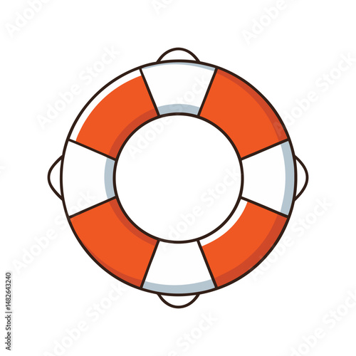 Lifebuoy vector illustration. Safety flotation ring, rescue equipment, marine emergency tool, buoyant life saver design.

