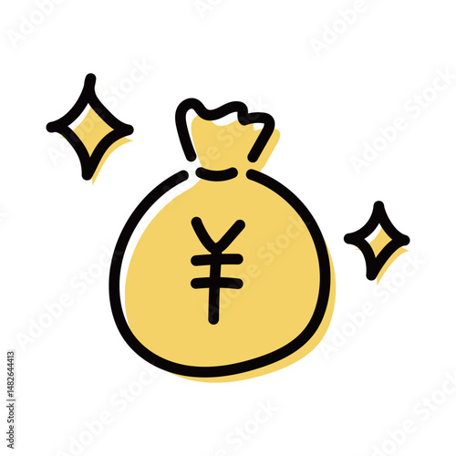キラキラな手書きのお金の袋