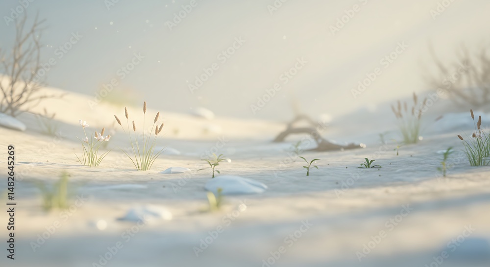 Obraz premium Sunlit Sands: A 3D Render of Serene Solitude