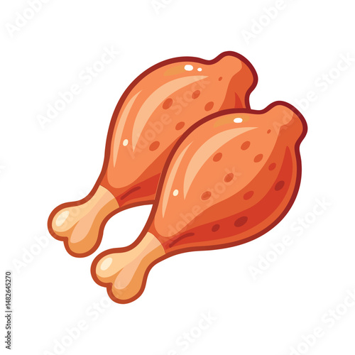 Fresh raw chicken vector illustration. Whole uncooked poultry meat, kitchen ingredient, butcher cut, realistic food graphic.

