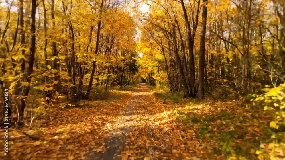Autumn Forest Path With Golden Leaves Autumn Forest Path With Golden Leaves